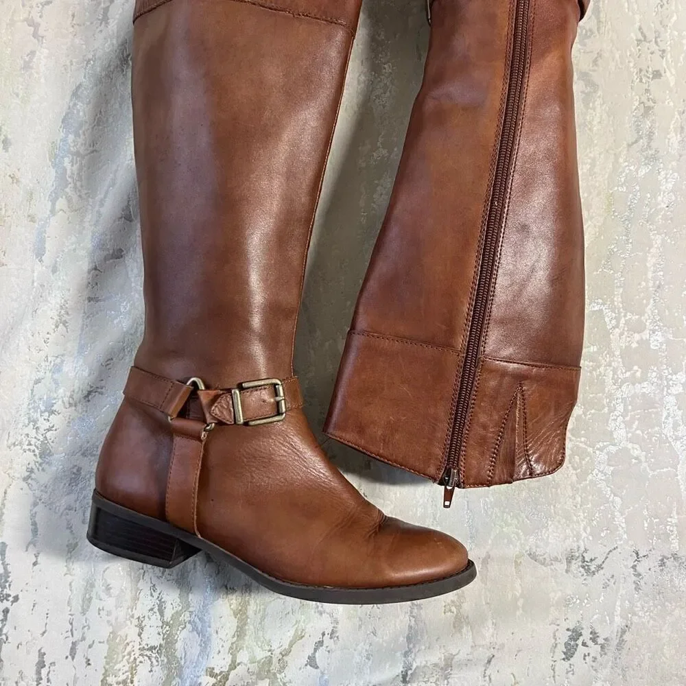 INC International Concepts British tan Leather Riding Boots